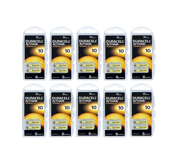 10 Numara Işitme Cihaz Pili Kulaklık Pili 6'lı*10 Paket