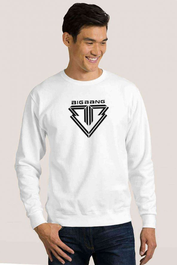Big Bang Logo Baskılı Beyaz Erkek Sweatshirt