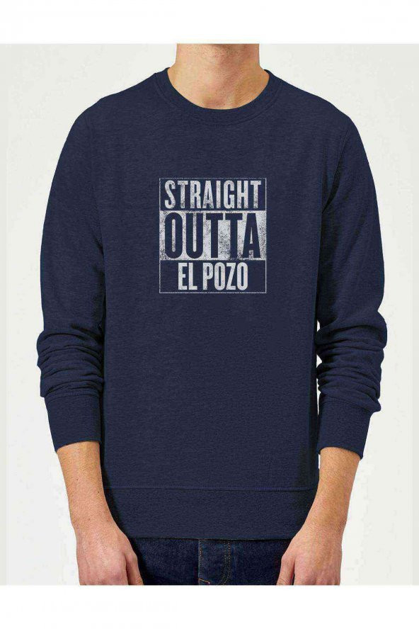 Pubg Straıght Outta El Pozo Baskılı İndigo Mavi Lacivert Erkek Sweatshirt