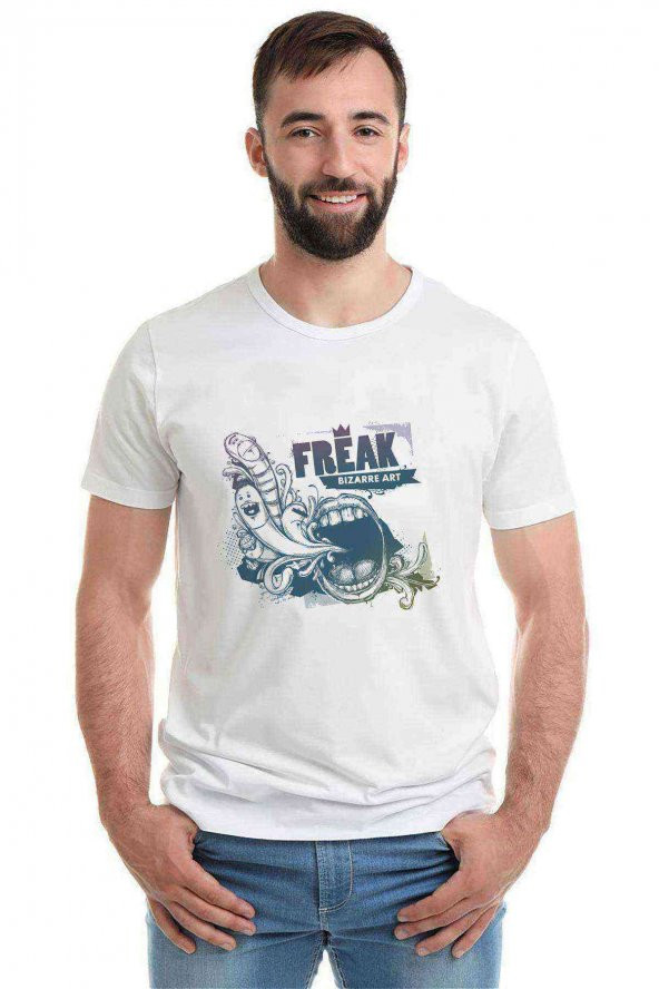 Freak Bizarre Art Baskılı Beyaz Erkek Tshirt - 1