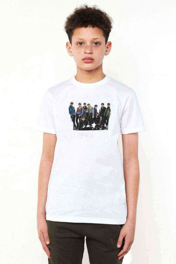 Kpop Group K Pop Koreli Muzik Baskılı Unisex Çocuk Beyaz t-shirt