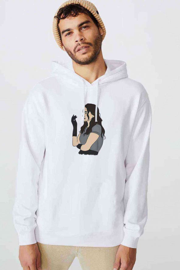 The Haunting of Hill House Theo Crain Baskılı Beyaz Erkek Kapşonlu Sweatshirt - 1