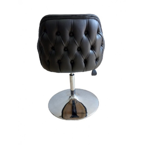 Tepsi Ayaklı Bekleme Koltuğu Kapitone Desenli Siyah Suni Deri - Resim 2