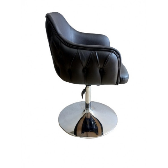 Tepsi Ayaklı Bekleme Koltuğu Kapitone Desenli Siyah Suni Deri - Resim 3