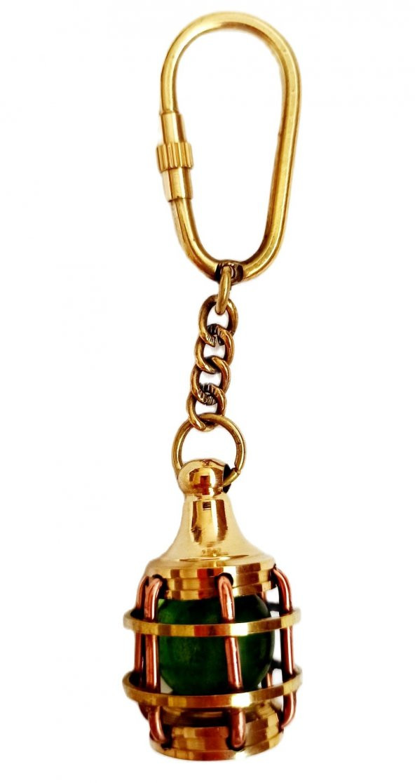 Yeşil Renk Şişe Modelli Pirinç Anahtarlık Hediyelik Eşya