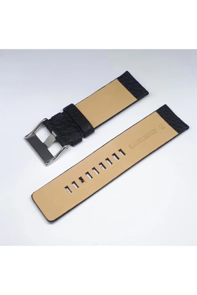 26mm Diesel Uyumlu Siyah Hakiki Deri Saat Kordonu Toka Ölçü 26mm - Resim 2