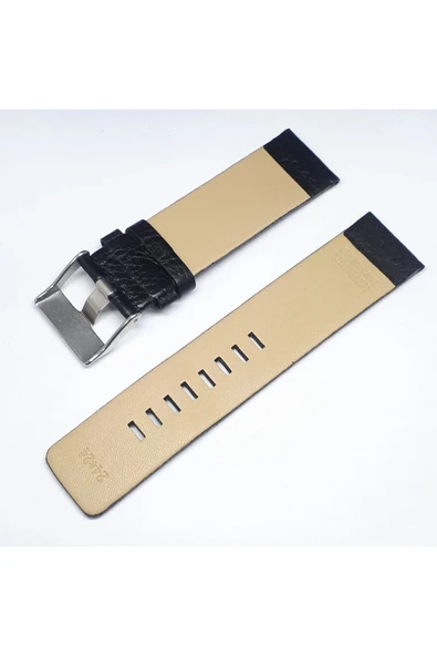 24mm Diesel Uyumlu Siyah Hakiki Deri Saat Kordonu Toka Ölçü 24mm - Resim 2