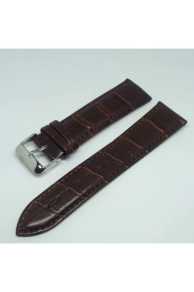 Unisex Kahverengi Croco Suni Deri Saat Kordonu 24mm