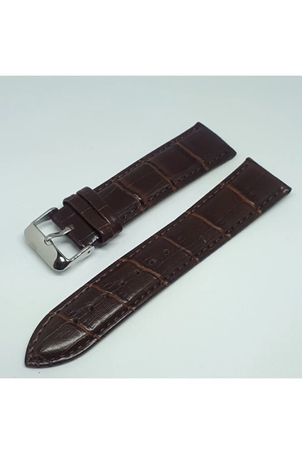 18mm Kahverengi Croco Suni Deri Saat Kordonu