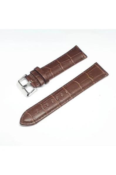 22mm Kahverengi Croco Bombeli Deri Saat Kayışı Kordonu 22x20 ürün görseli