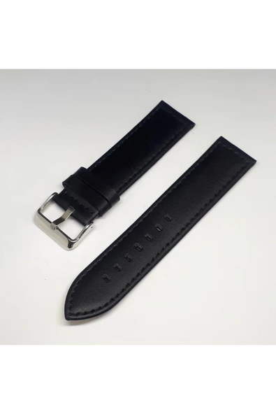 24 mm Siyah Düz Deri Saat Kayışı Kordonu 24x24 ürün görseli
