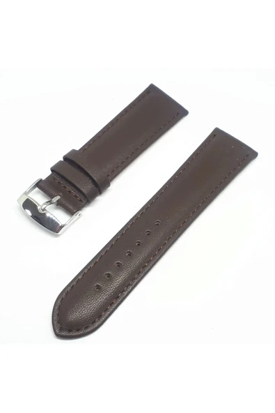 Unisex Kahverengi Desensiz Hakiki Deri Saat Kordonu 20 mm ürün görseli