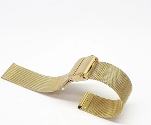 Gold Renk Hasır Ince Örgü Çelik Kaplama Metal Saat Kordonu 16mm