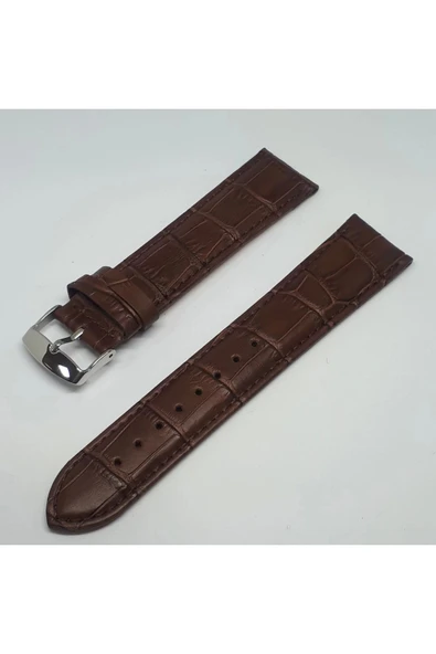Unisex Kahverengi Croco Hakiki Deri Saat Kordonu 22 mm ürün görseli
