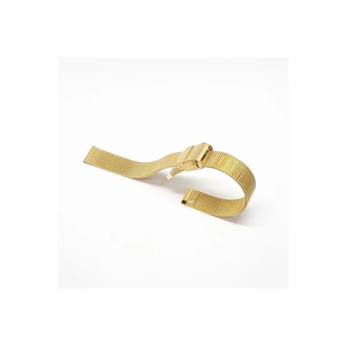 10 mm Sarı Gold Renk Hasır Ince Örgü Çelik Kaplama Metal Saat Kordonu