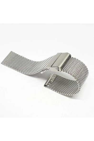 Hasır Kalın Örgü Çelik Kaplama Metal Saat Kordonu Beyaz 26mm ürün görseli