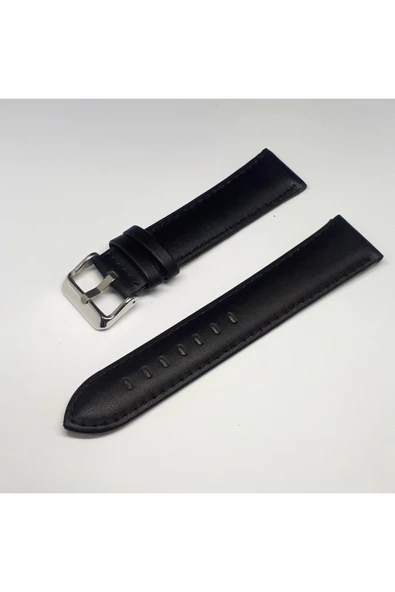 24mm Siyah Düz Bombeli Deri Saat Kayışı Saat Kordonu 24x22 ürün görseli
