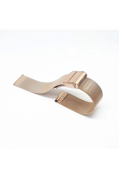 18mm Rose Bakır Renk Hasır Ince Örgü Çelik Kaplama Metal Saat Kordonu ürün görseli