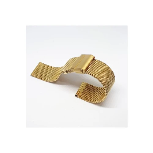 Hasır Kalın Örgü Çelik Kaplama Metal Saat Kordonu Gold 22mm