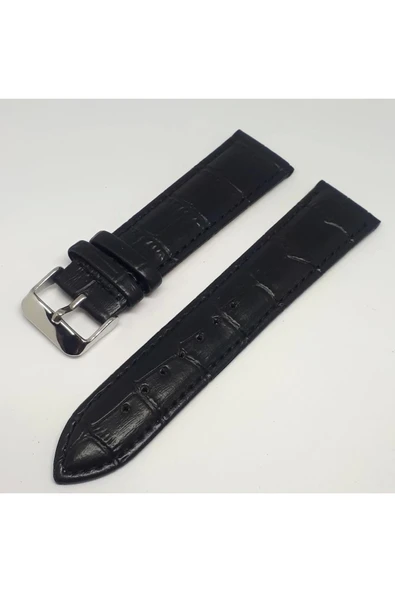 18mm Siyah Renk Croco Suni Deri Saat Kordonu ürün görseli