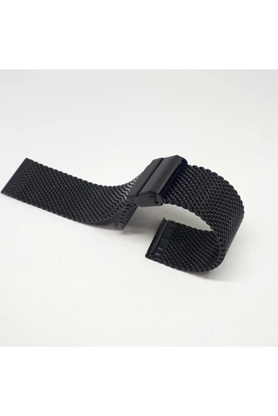 18mm Siyah Renk Hasır Kalın Örgü Çelik Kaplama Metal Saat Kordonu ürün görseli