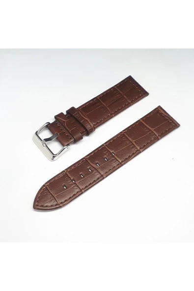 24mm Kahverengi Croco Deri Saat Kayışı Kordonu 24x24