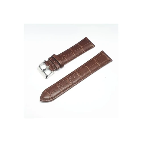 24mm Kahverengi Croco Bombeli Deri Saat Kayışı Kordonu 24x22