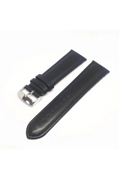 24mm Siyah Renk Desensiz Hakiki Deri Saat Kordonu ürün görseli