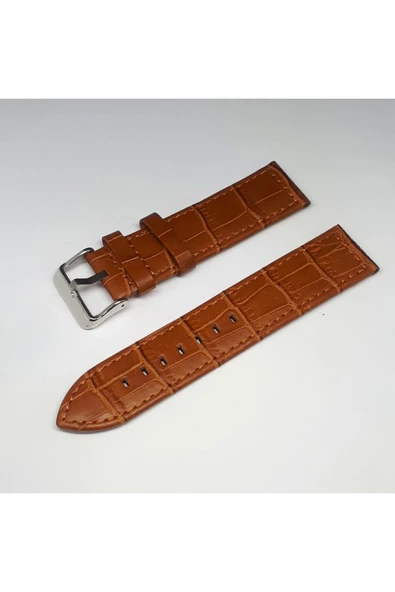 Taba Açık Kahverengi Croco Deri Saat Kayışı Kordonu 24x24 24mm ürün görseli