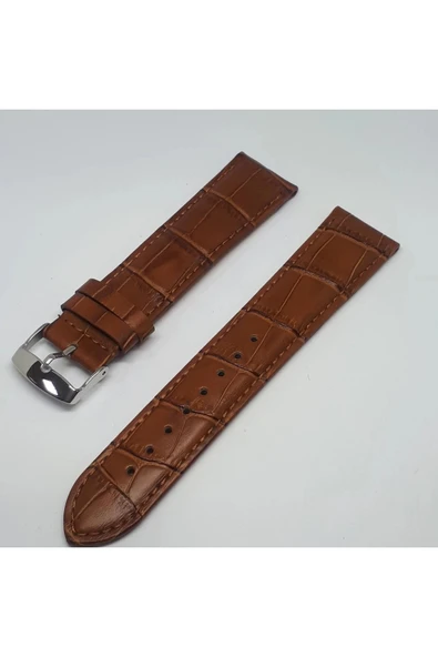 18mm Açık Kahve Taba Renk Croco Hakiki Deri Saat Kordonu