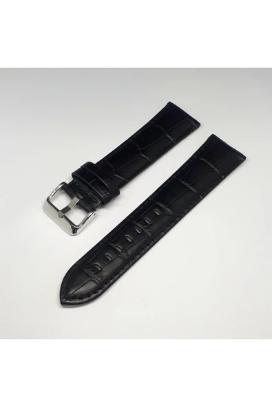 Siyah Croco Bombeli Deri Saat Kayışı Kordonu 22x20 22mm ürün görseli