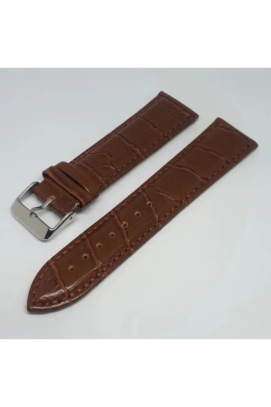 Açık Kahve Taba Renk Croco Suni Deri Saat Kordonu 22mm ürün görseli