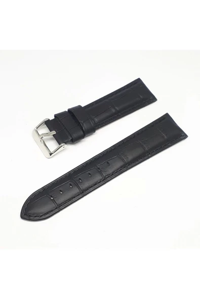 20mm Marka Siyah Croco Hakiki Deri Saat Kordonu ürün görseli