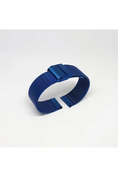Hasır Ince Örgü Çelik Kaplama Metal Saat Kordonu Lacivert 20mm - Resim 2