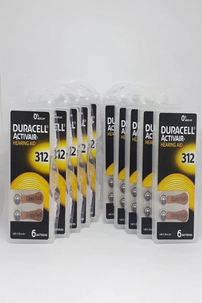 312 Numara Işitme Cihaz Pili Kulaklık Pili 6'lı*10 Pa...