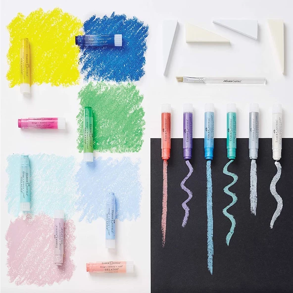 Faber Castell Gelato Suyla ve Susuz Kullanılabilen Stick Mum Boya Poster Boyama Kalemi ve Fırçası DOĞAL RENKLER - 2