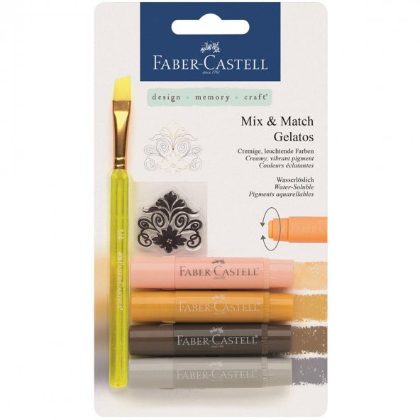 Faber Castell Gelato Suyla ve Susuz Kullanılabilen Stick Mum Boya Poster Boyama Kalemi ve Fırçası DOĞAL RENKLER