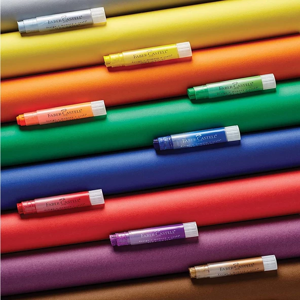 Faber Castell Gelato Suyla ve Susuz Kullanılabilen Stick Mum Boya Poster Boyama Kalemi ve Fırçası METAL RENKLER - 3