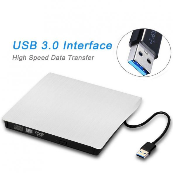 USB 3.0 to Harici 9.5 mm DVD-RW Çevirici Kutu - Beyaz