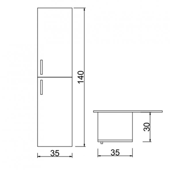 Denko Terra 35 cm MDF Antrasit Gri Banyo Boy Dolabı - 3