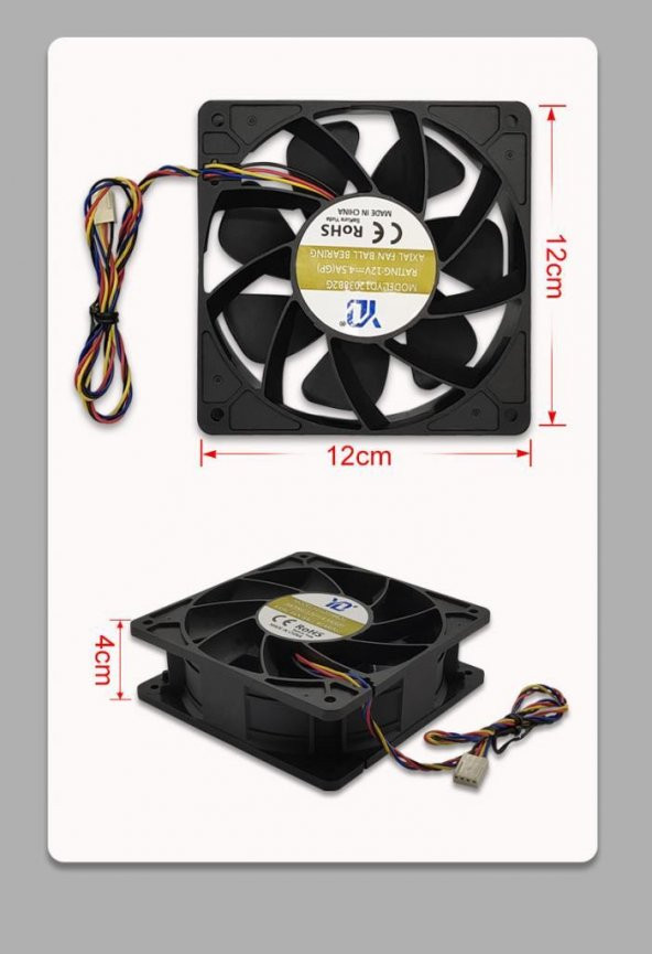 120mm soğutma fanı 120x120x38MM 4 pin Pwm li 12 volt - 4