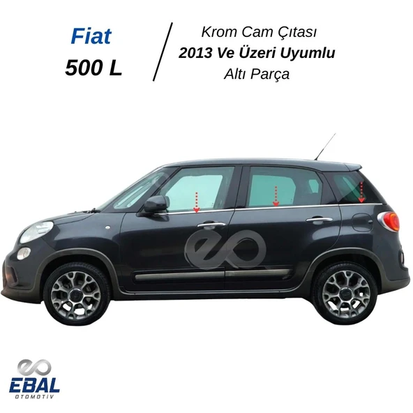 Fiat 500L Krom Cam Çıtası 6 Parça 2013 ve Sonrası Paslanmaz Çelik - Resim 3