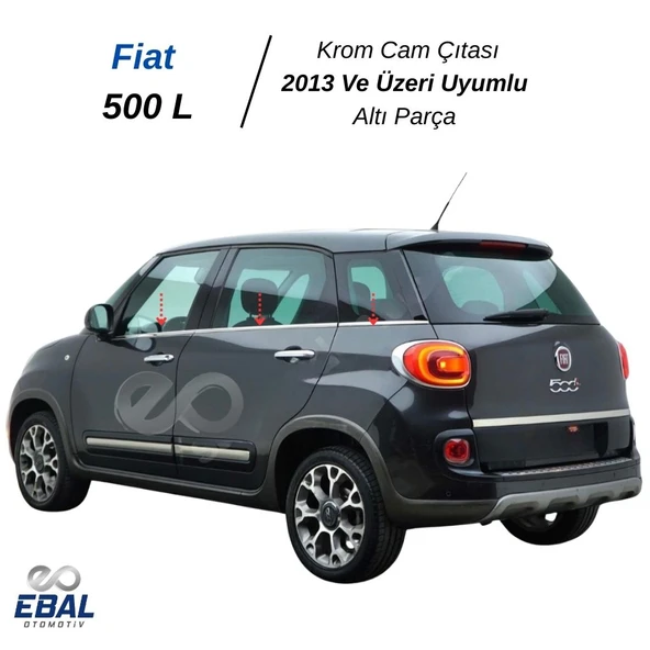 Fiat 500L Krom Cam Çıtası 6 Parça 2013 ve Sonrası Paslanmaz Çelik - Resim 4