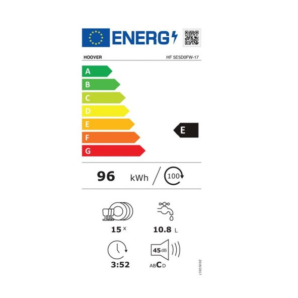 Hoover HF 5E5D0FW-17 9 Programlı Wi-Fi + Bluetooth Bağlantılı Bulaşık Makinesi - 5