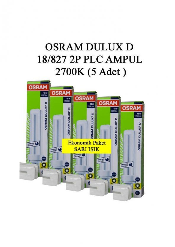Osram Dulux D 18/827 2P PLC Ampul 2700K Sarı Işık ( 5 Adet ) 15,04 Spot Lamba