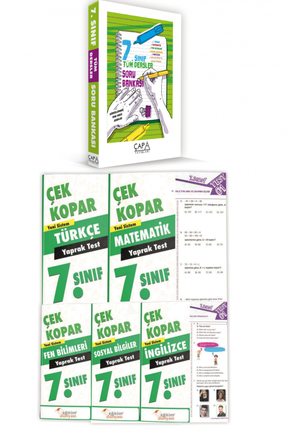 7.SINIF SORU BANKASI YAPRAK TEST SETİ ÇAPA YAYINLARI 6 KİTAP - 1