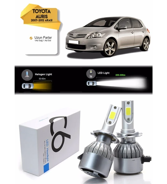 Toyota Auris Uzun Far Led Xenon Şimşek Etkili 2007-2012 Arası