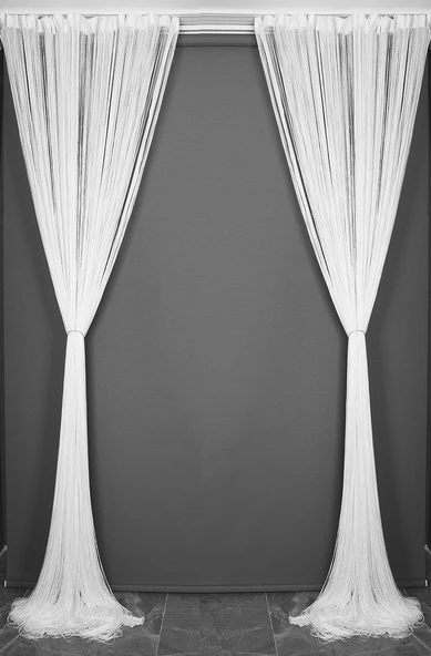 İP PERDE İNCE ZİNCİR BEYAZ RENK 300 x 280 CM - Resim 11