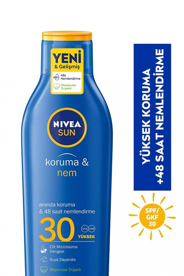 Nivea Sun Spf 30 Koruma & Nem Güneş Losyonu 200ml,nemlendirici Güneş Kremi,yüksek Koruma 4005900253217 - 1