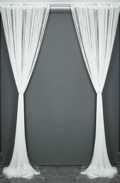 İP PERDE İNCE ZİNCİR KIRIK BEYAZ RENK 300 x 280 CM - Resim 10
